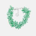 A statement acid green fantasy beads bracelet with mat mint beads, product viewed from the front