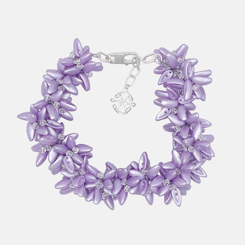 A statement acid purple fantasy beads bracelet with mat purple beads, product viewed from the front