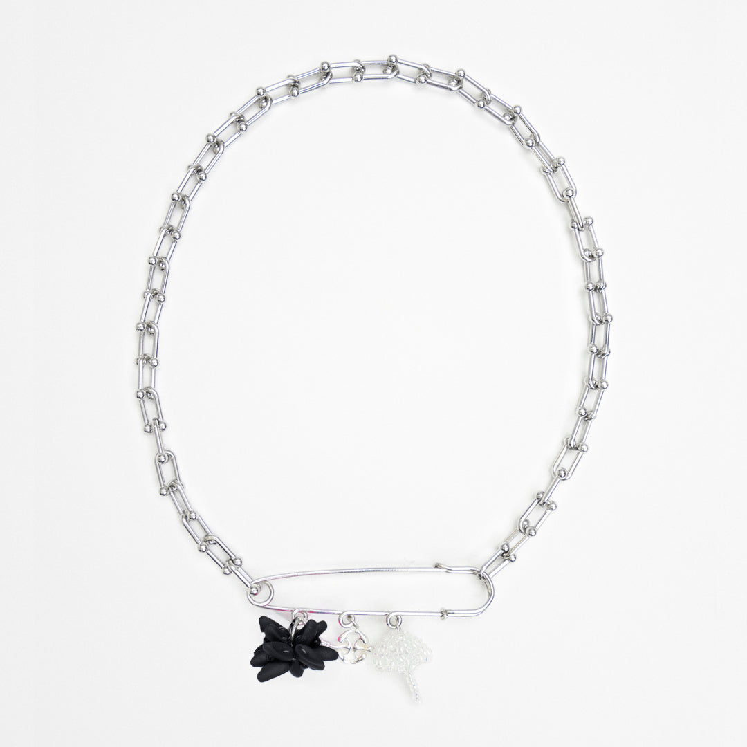 MICEA BLACK MULTI-CHARMS NECKLACE