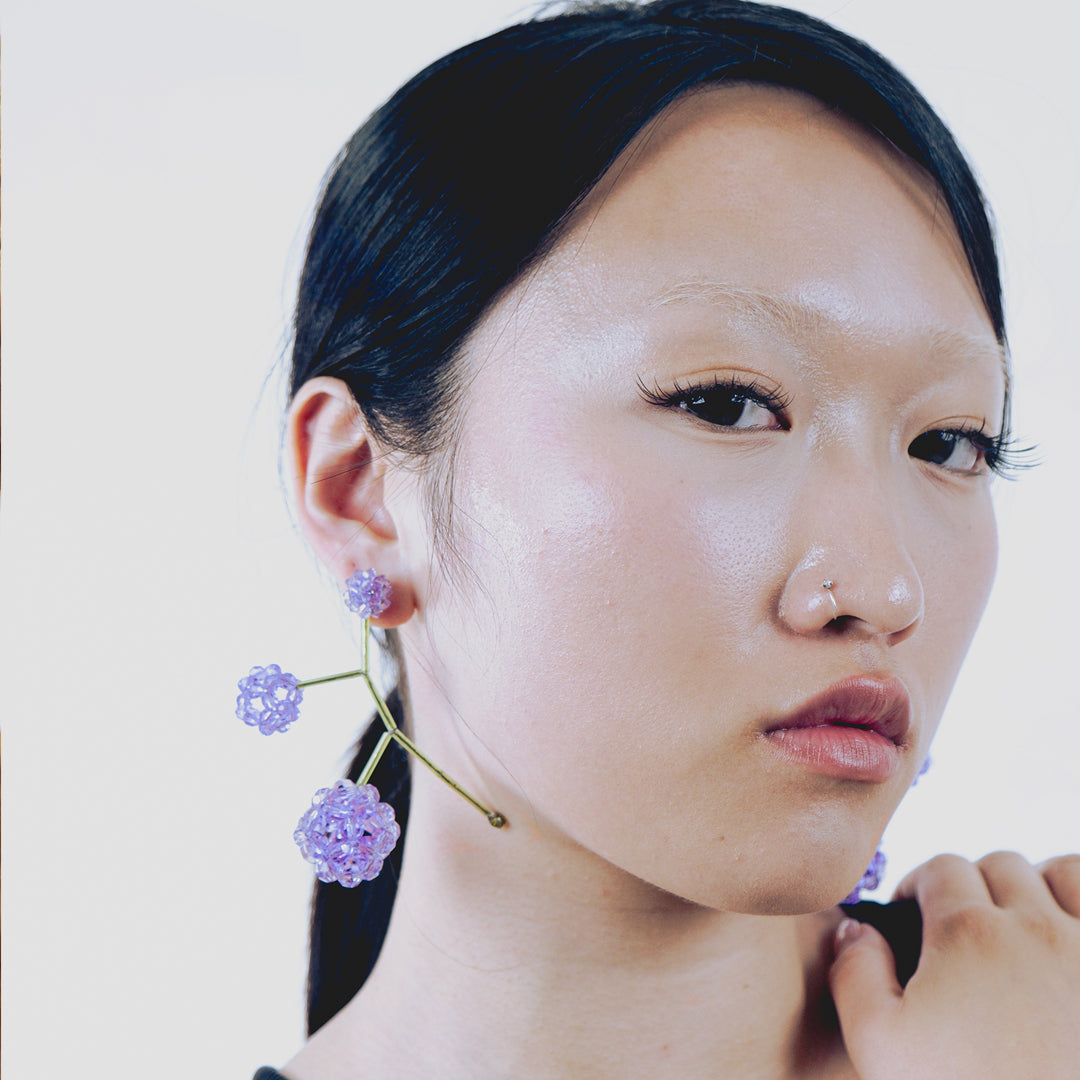 PAEONIA VIOLA BUD EARRINGS